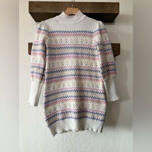 Janie and Jack|Big girl Boho Pastel Patterned Turtleneck Sweater Dress,size 10•